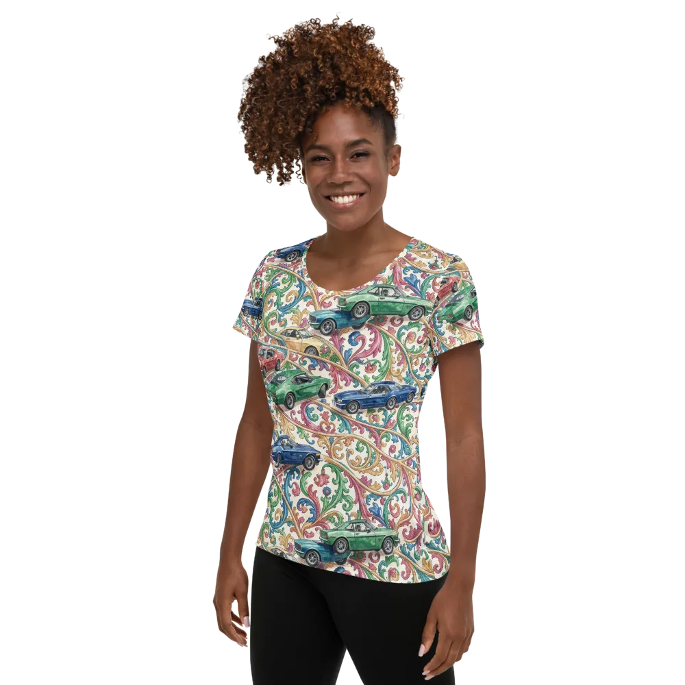Rococo Roadster on Women's Athletic T-Shirt — Left