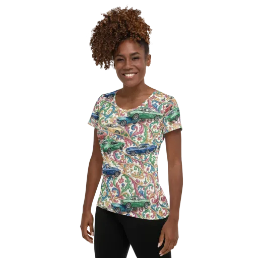 Rococo Roadster on a Women's Athletic T-Shirt