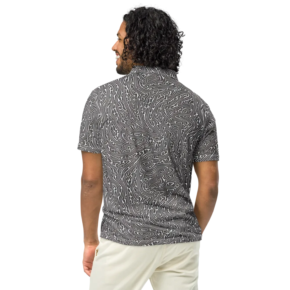 Monochrome Labyrinth on Men's Slim Fit Polo Shirt — Back