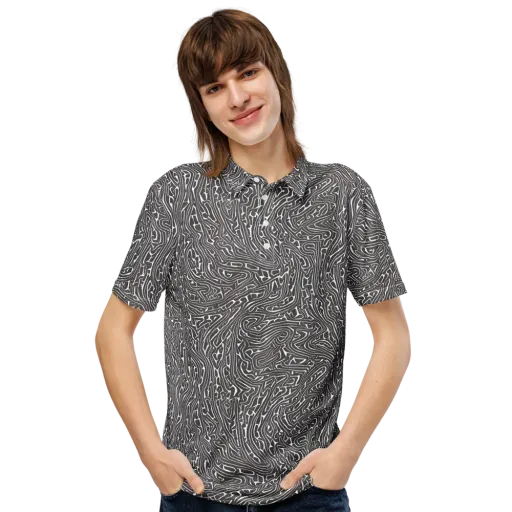 Monochrome Labyrinth on a Men's Slim Fit Polo Shirt