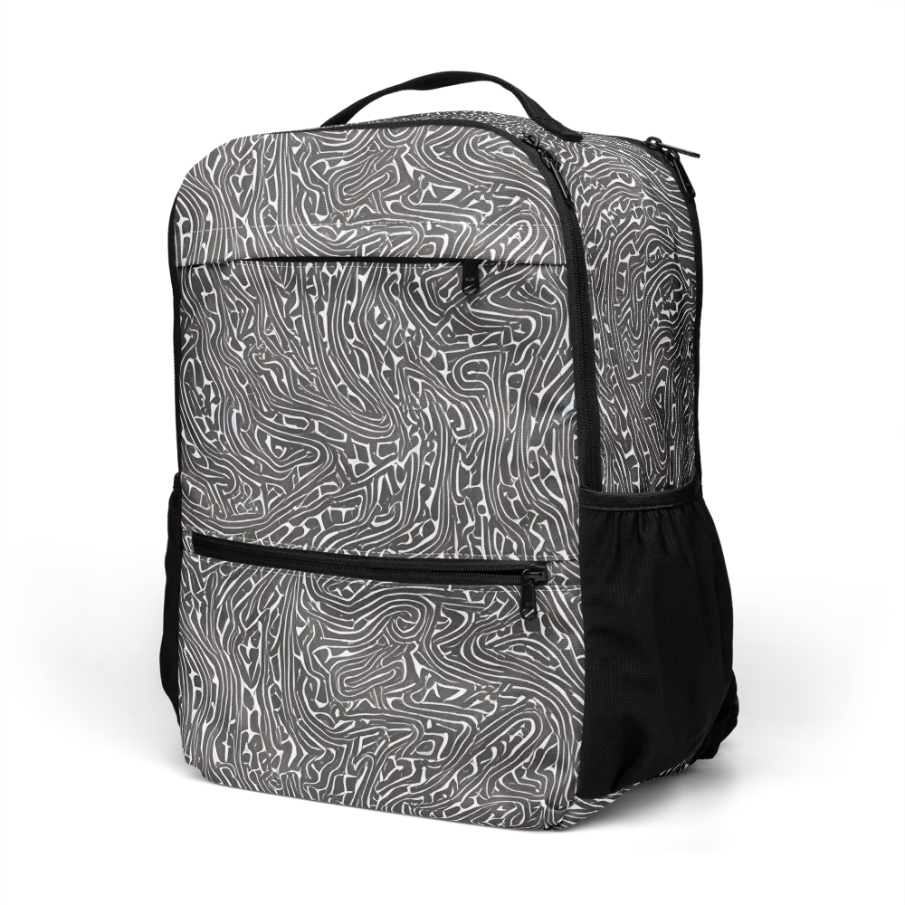 Monochrome Labyrinth on Utility Backpack — Left Front