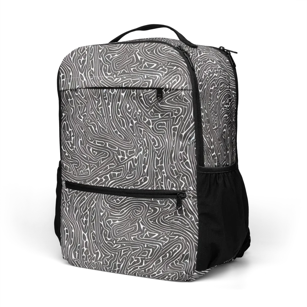 Monochrome Labyrinth on Utility Backpack — Left Front