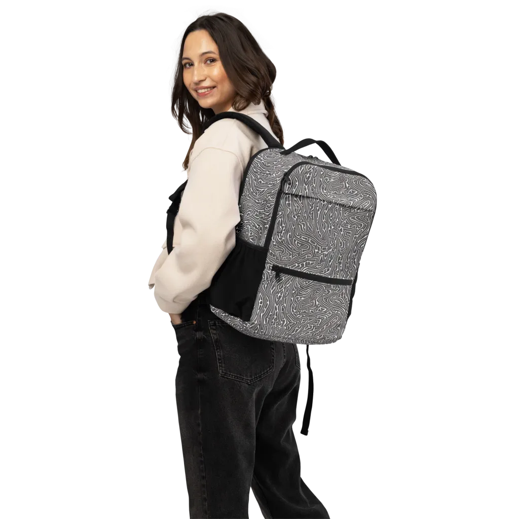 Monochrome Labyrinth on Utility Backpack — Back
