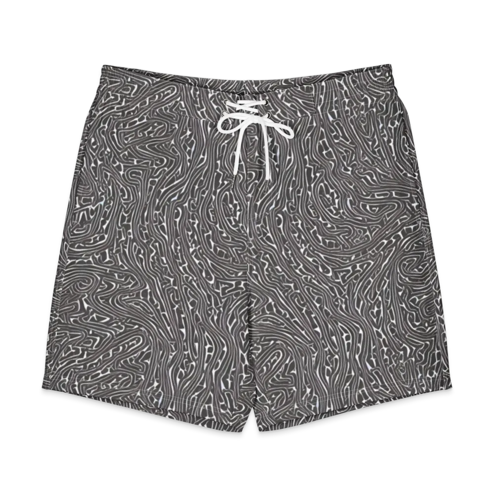 Monochrome Labyrinth on Men's Board Shorts — Front