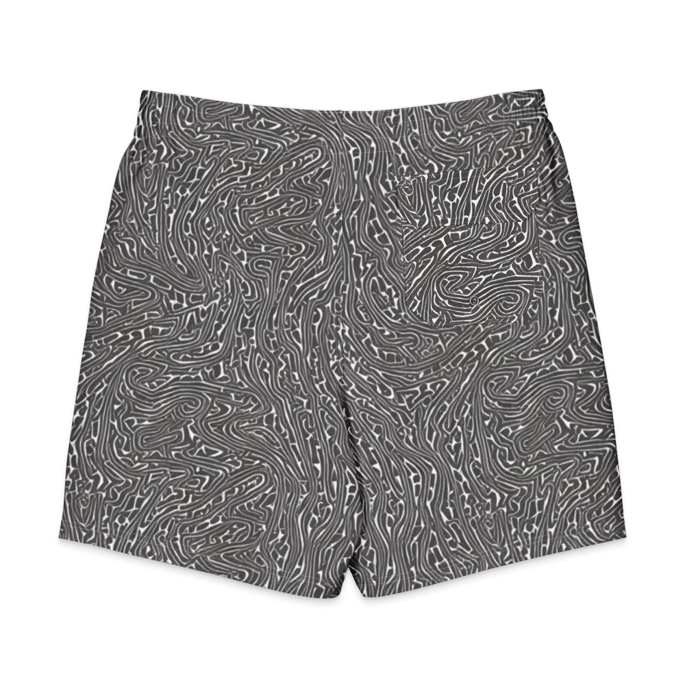 Monochrome Labyrinth on Men's Board Shorts — Back