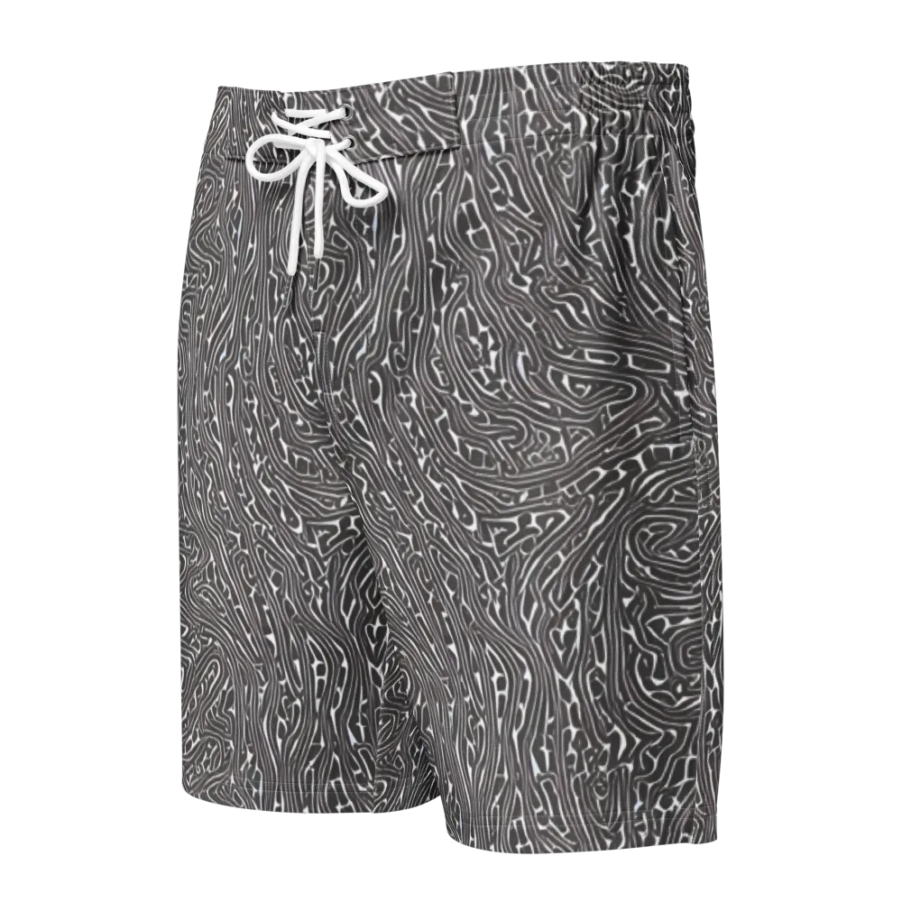 Monochrome Labyrinth on Men's Board Shorts — Front