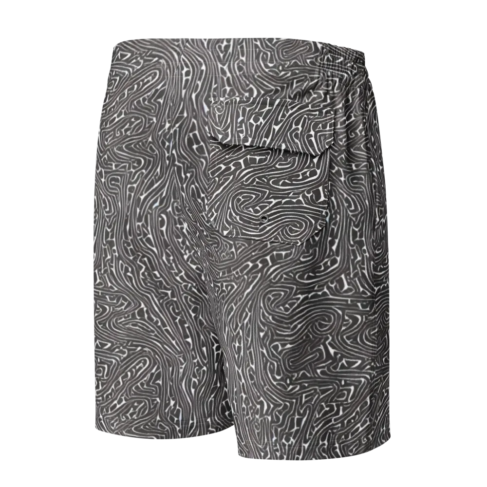 Monochrome Labyrinth on Men's Board Shorts — Back