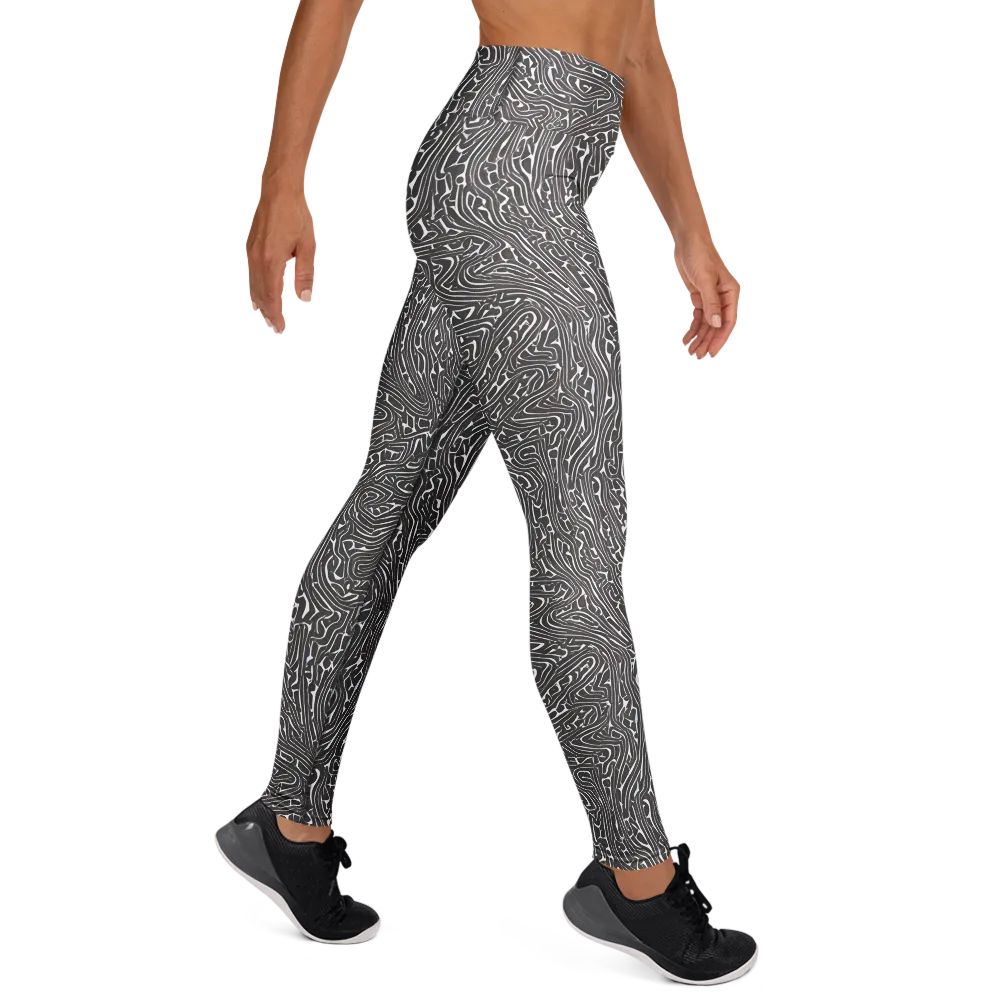 Monochrome Labyrinth on Yoga Leggings — Right