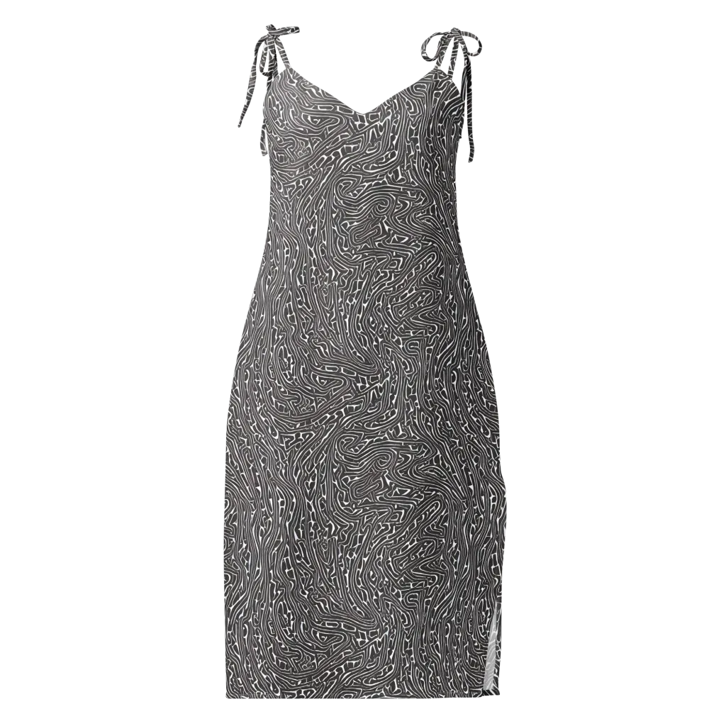 Monochrome Labyrinth on Slip Dress — Front