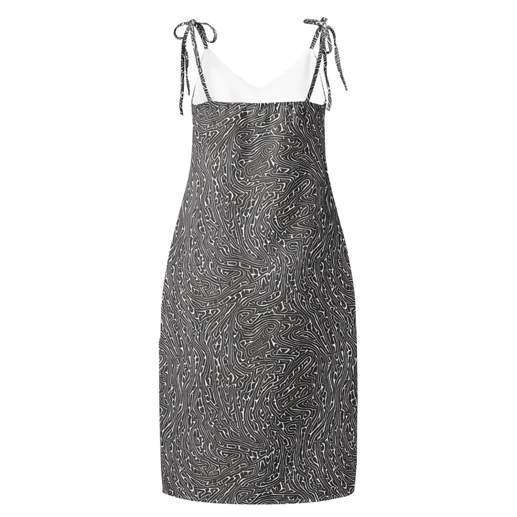 Monochrome Labyrinth on Slip Dress — Back
