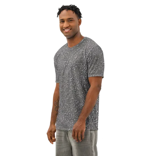 Monochrome Labyrinth on a Men's Cotton Crew Neck T-Shirt