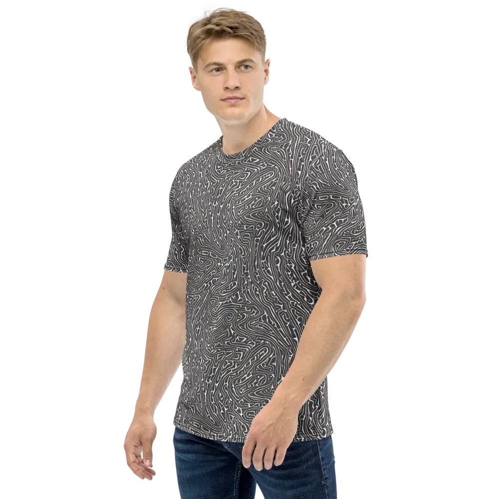 Monochrome Labyrinth on Men's Crew Neck T-Shirt — Left