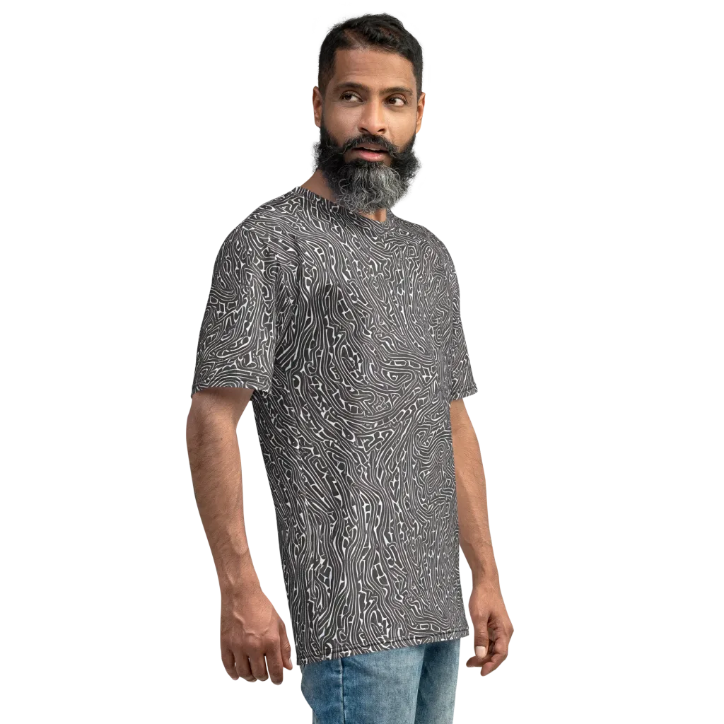 Monochrome Labyrinth on Men's Crew Neck T-Shirt — Right