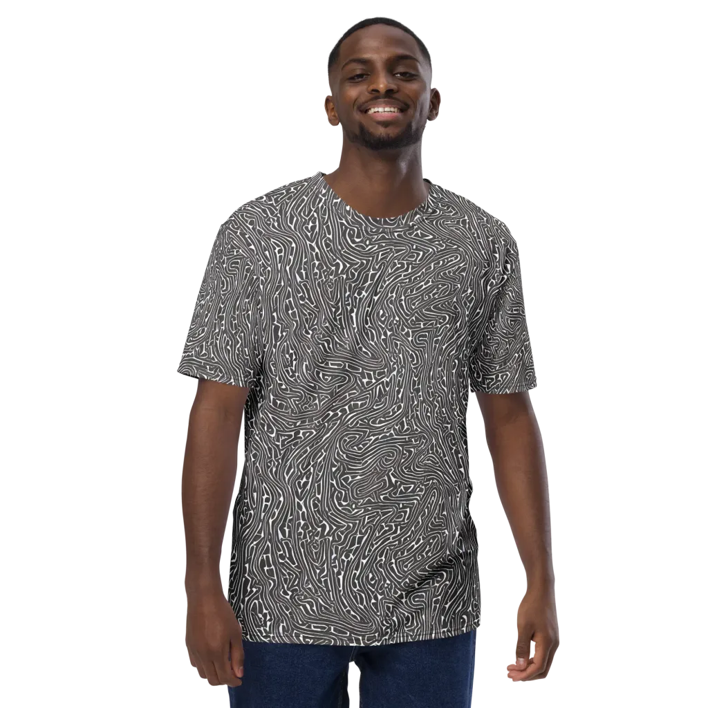 Monochrome Labyrinth on Men's Crew Neck T-Shirt — Front