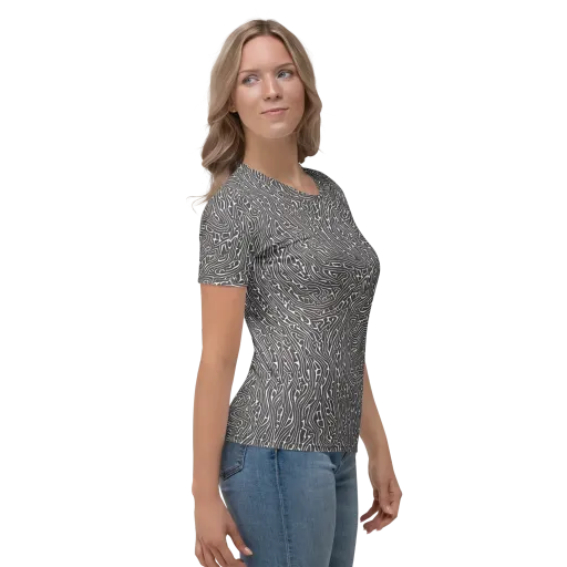 Monochrome Labyrinth on a Women's Crew Neck T-Shirt