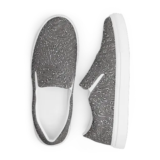 Monochrome Labyrinth on a Men's Slip-On Canvas Shoes