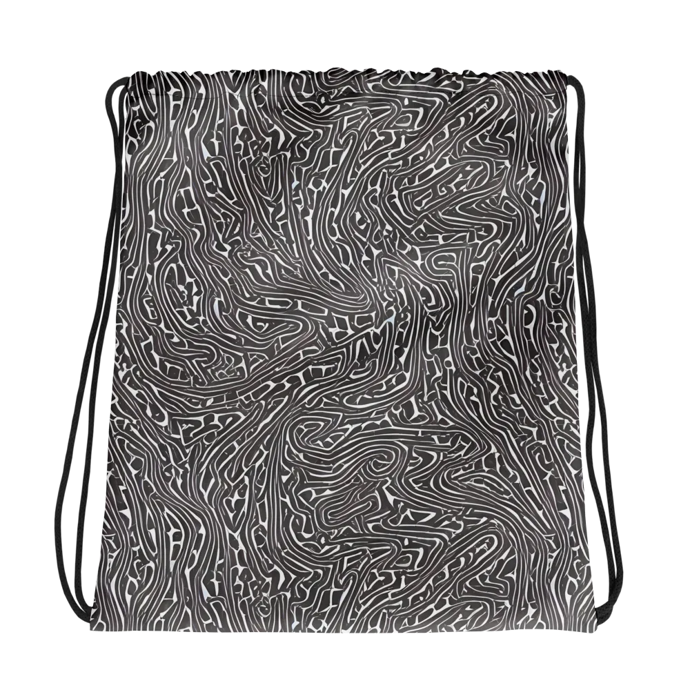 Monochrome Labyrinth on Drawstring Bag — Photo