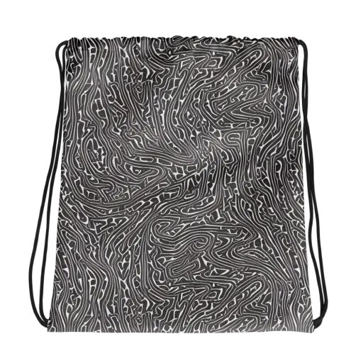 Monochrome Labyrinth on a Drawstring Bag