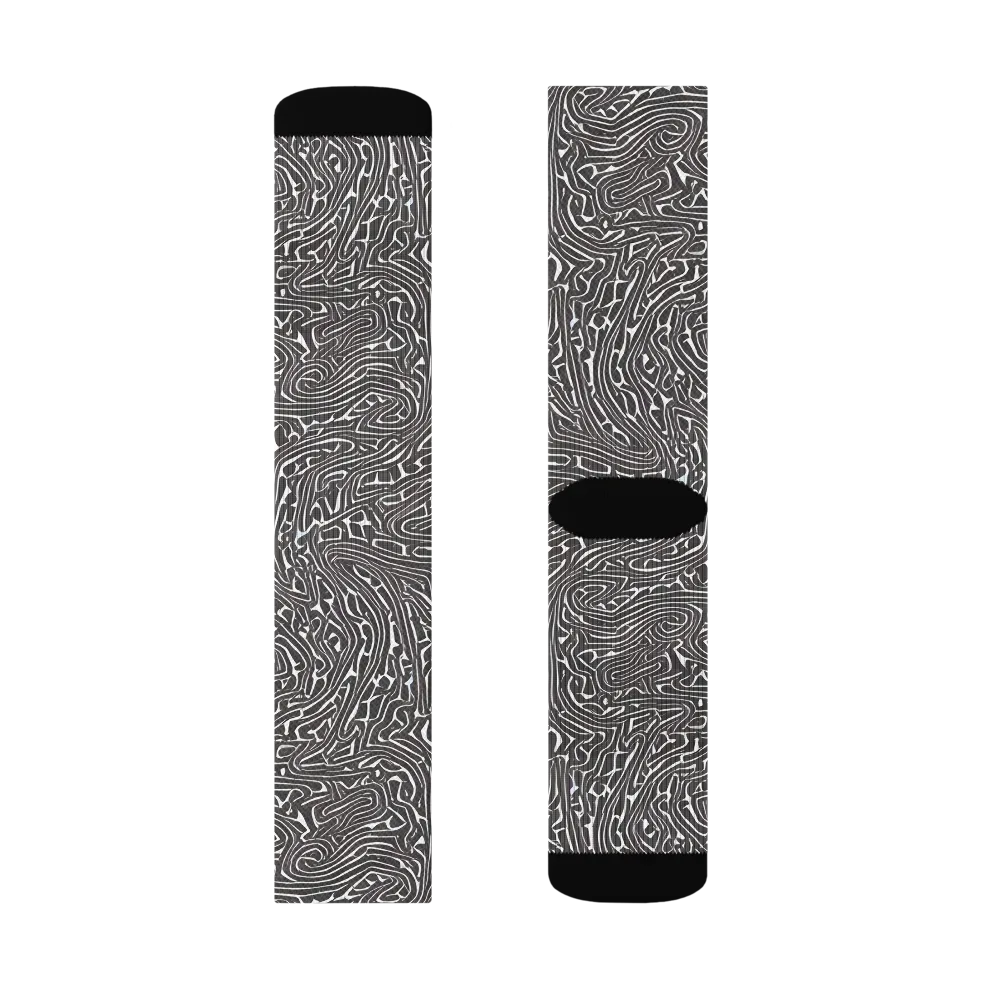 Monochrome Labyrinth on Socks — Left Sock