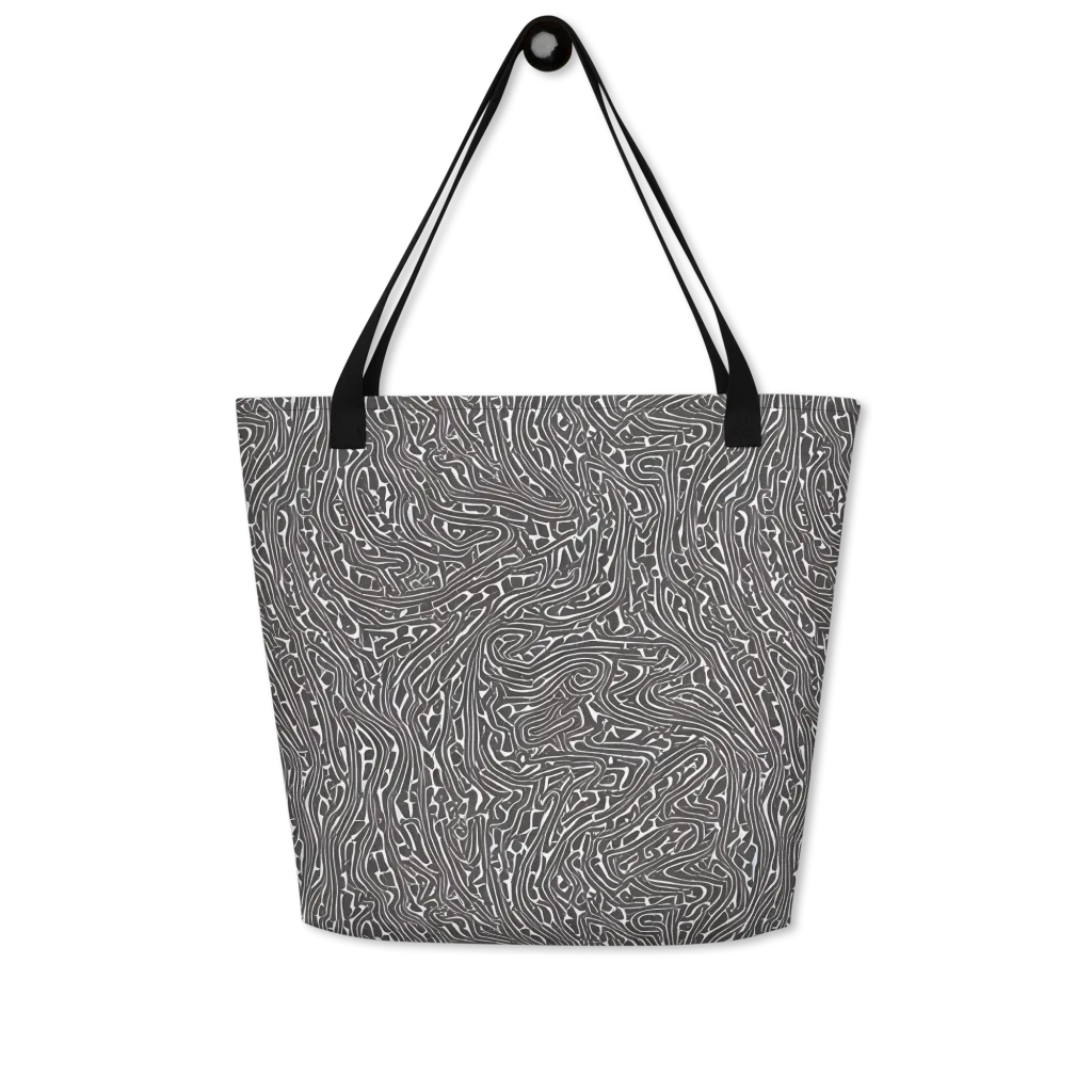 Monochrome Labyrinth on Large Tote Bag W/ Pocket — Front