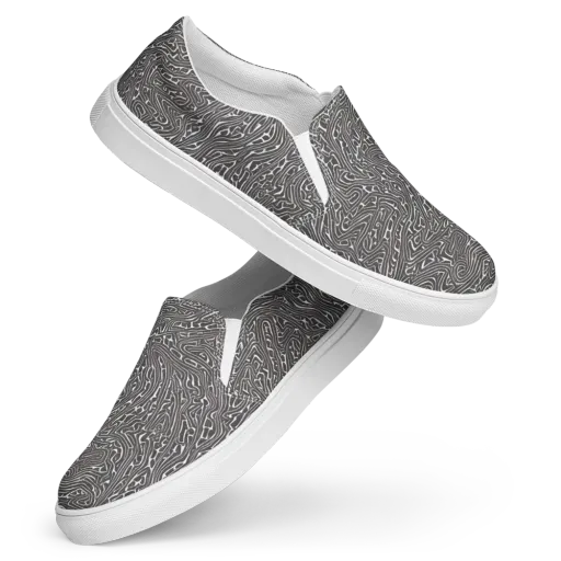 Monochrome Labyrinth on a Women's Slip-On Canvas Shoes