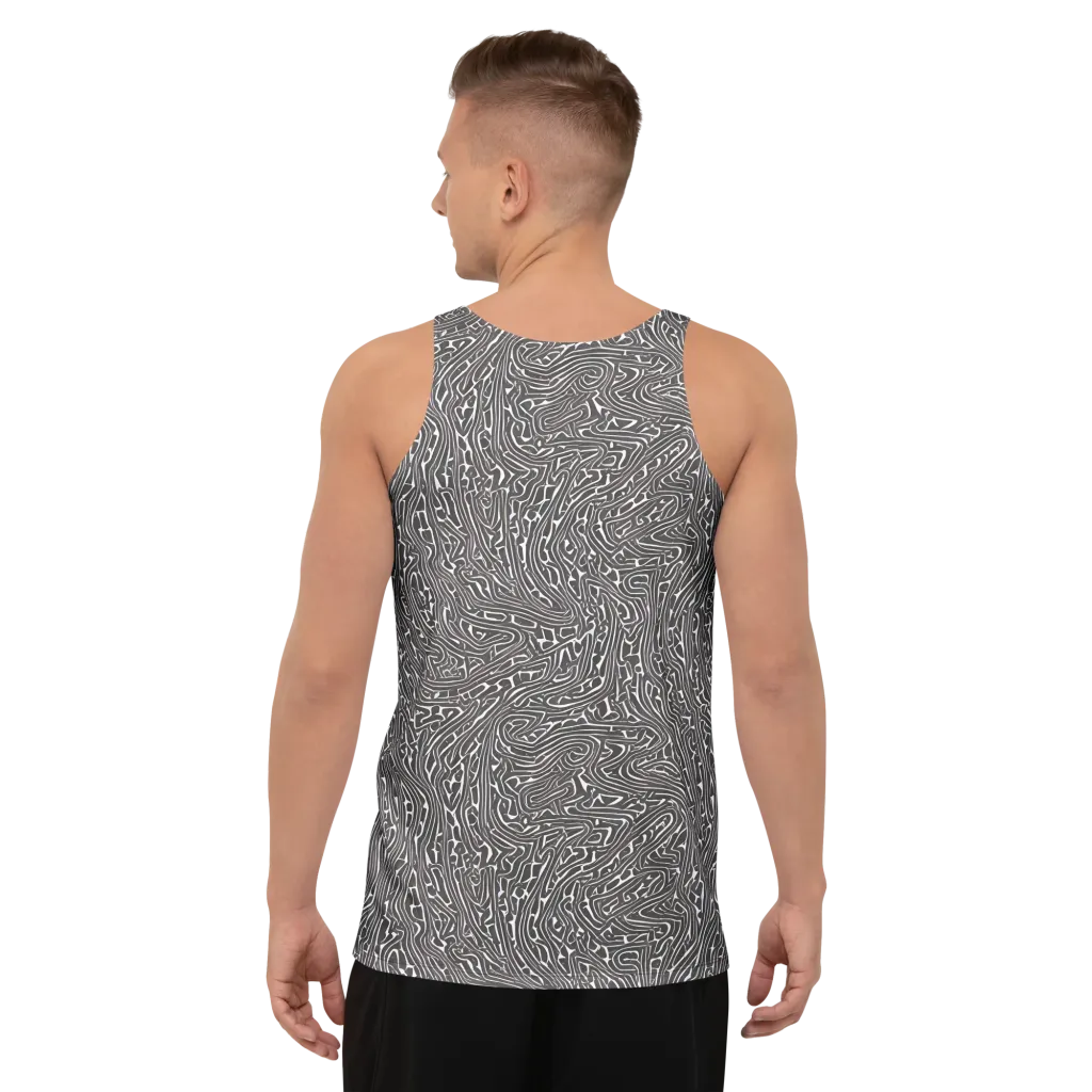 Monochrome Labyrinth on Men's Tank Top — Back