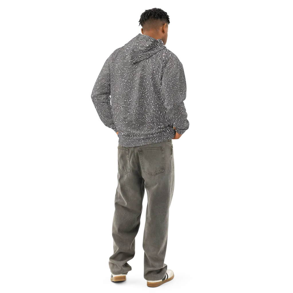 Monochrome Labyrinth on Cotton Hoodie — Back