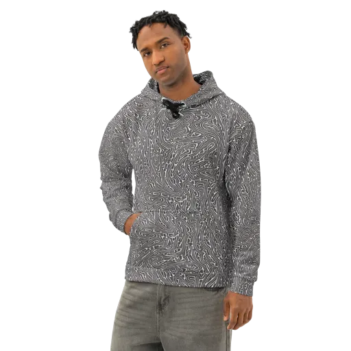 Monochrome Labyrinth on a Cotton Hoodie