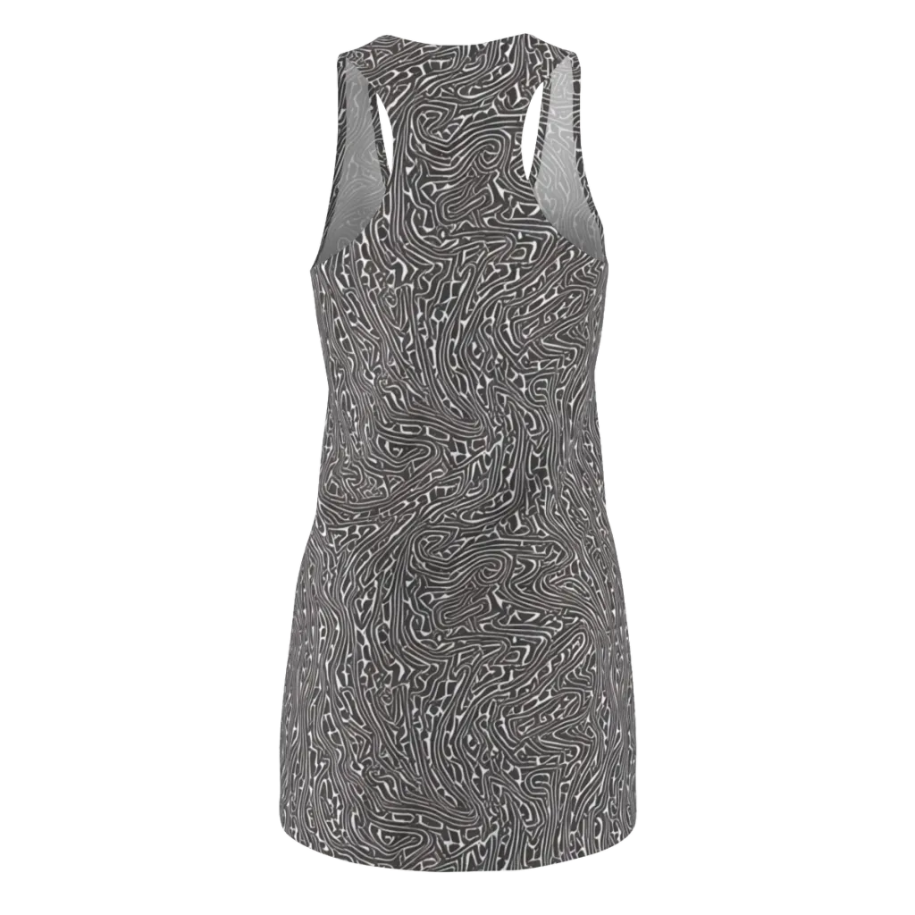 Monochrome Labyrinth on Racerback Dress — Back