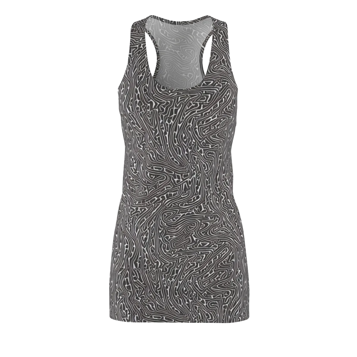 Monochrome Labyrinth on Racerback Dress — Front