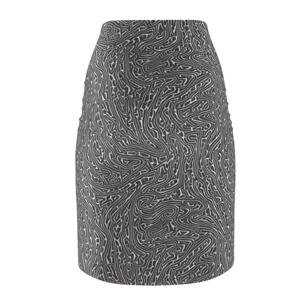 Monochrome Labyrinth on Pencil Skirt — Back