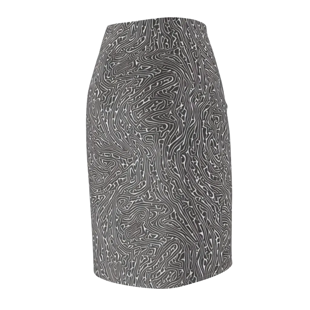Monochrome Labyrinth on Pencil Skirt — Back Side