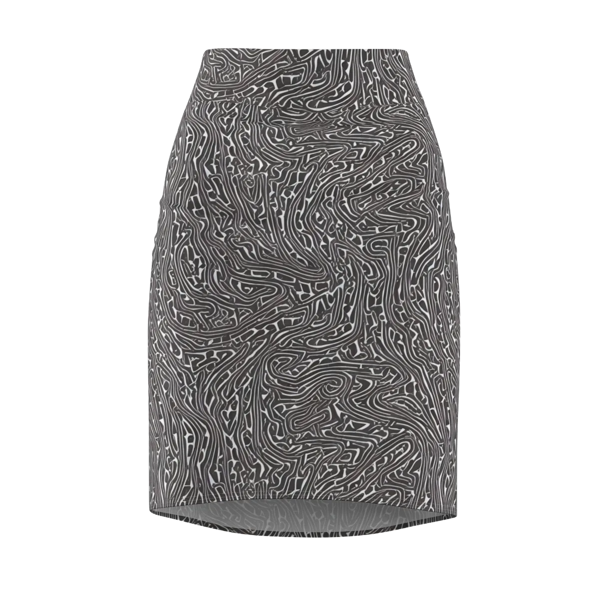Monochrome Labyrinth on Pencil Skirt — Front