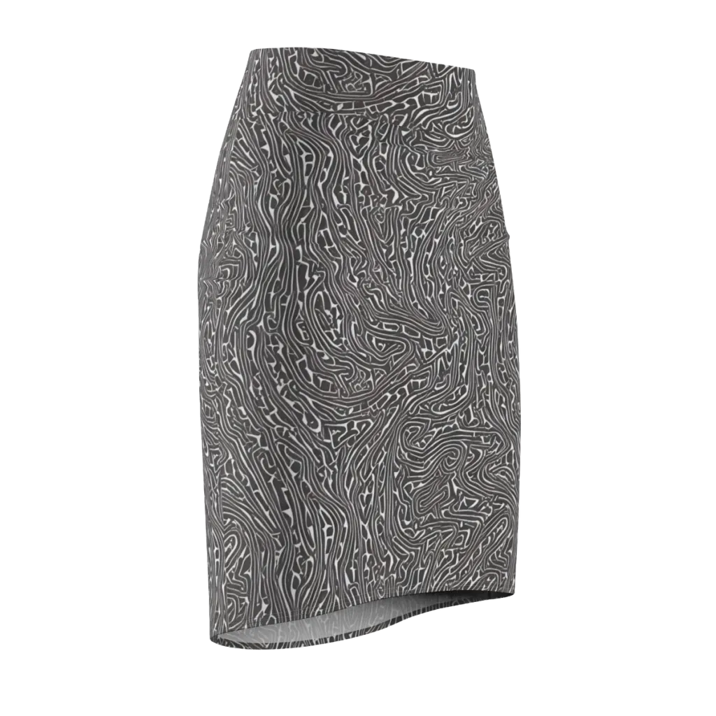 Monochrome Labyrinth on Pencil Skirt — Front Side