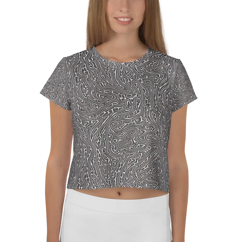 Monochrome Labyrinth on Crop Tee — Front