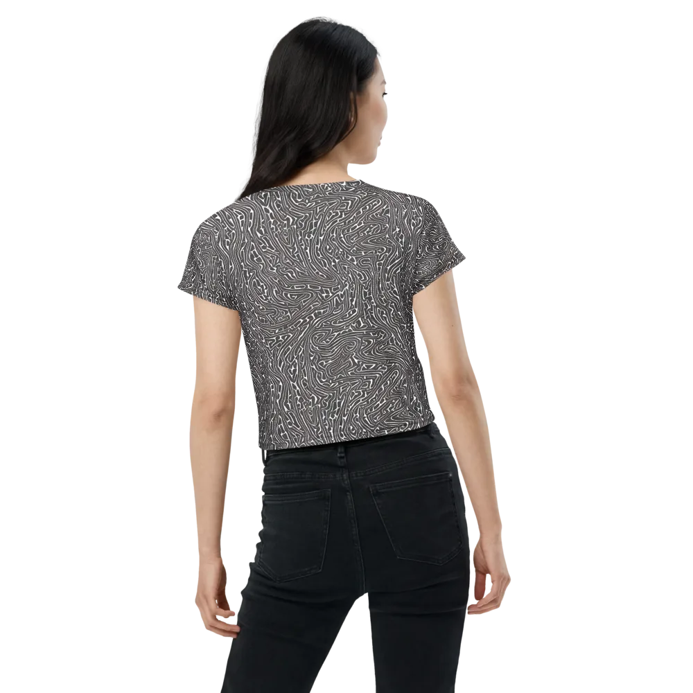 Monochrome Labyrinth on Crop Tee — Back