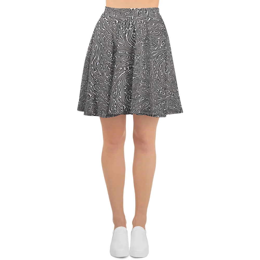 Monochrome Labyrinth on Skater Skirt — Front