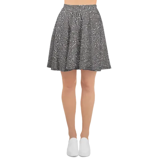 Monochrome Labyrinth on a Skater Skirt