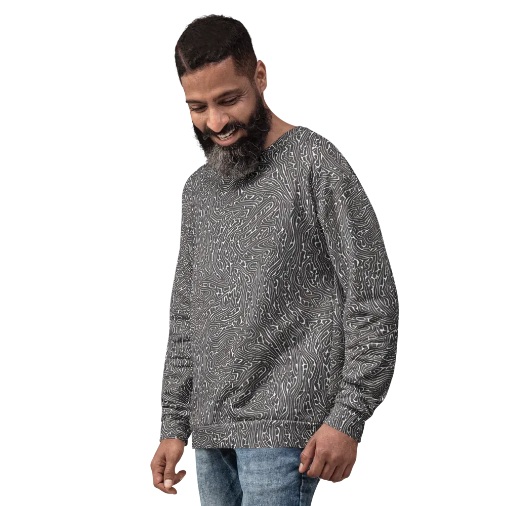 Monochrome Labyrinth on Sweatshirt — Left Front