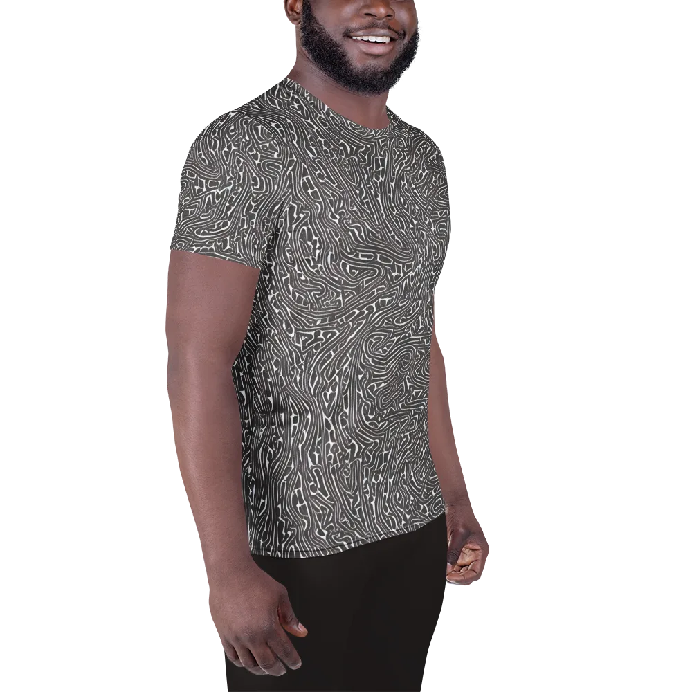Monochrome Labyrinth on Men's Athletic T-Shirt — Right