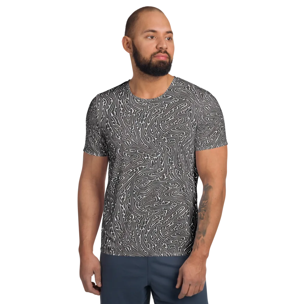 Monochrome Labyrinth on Men's Athletic T-Shirt — Front