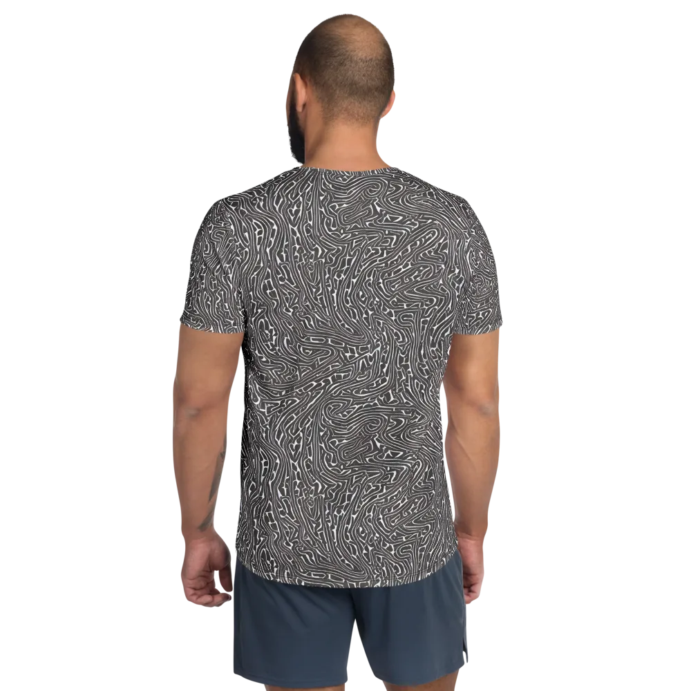 Monochrome Labyrinth on Men's Athletic T-Shirt — Back
