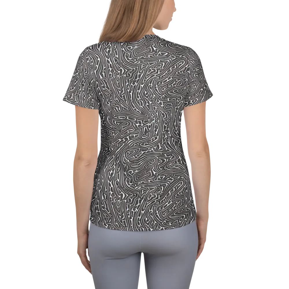 Monochrome Labyrinth on Women's Athletic T-Shirt — Back