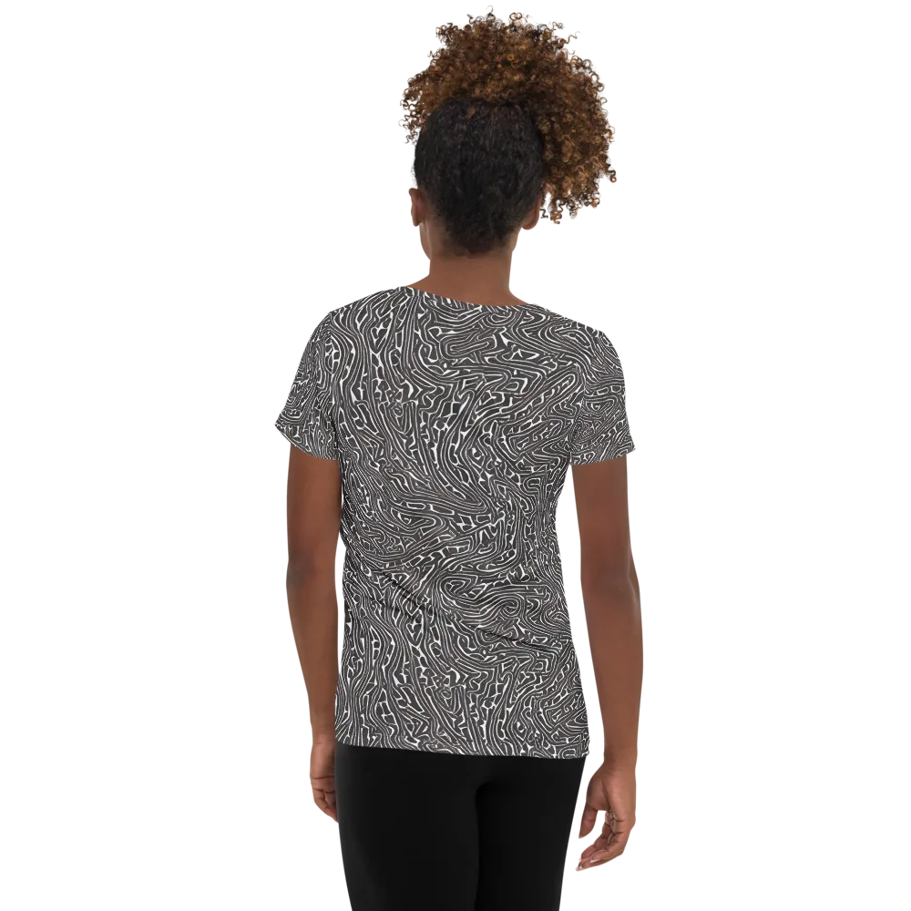 Monochrome Labyrinth on Women's Athletic T-Shirt — Back