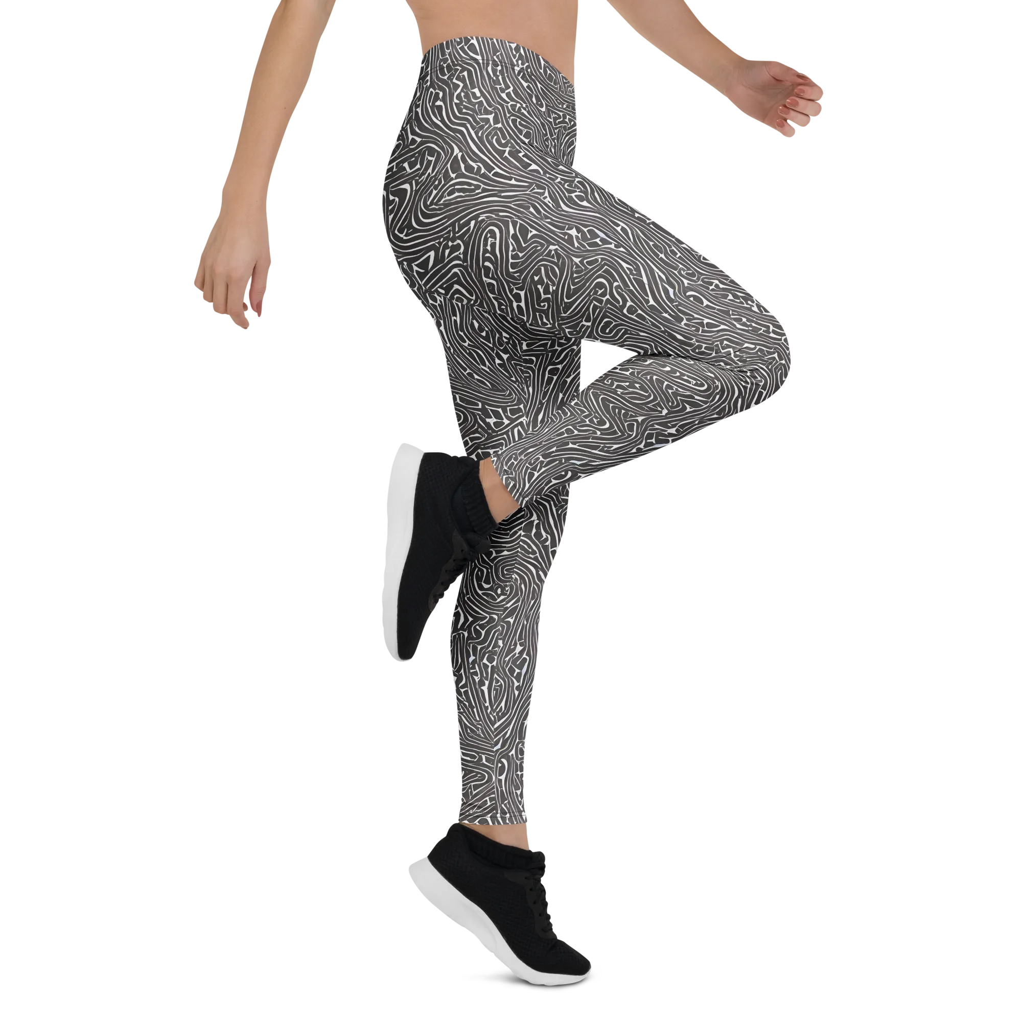 Monochrome Labyrinth on Leggings — Right