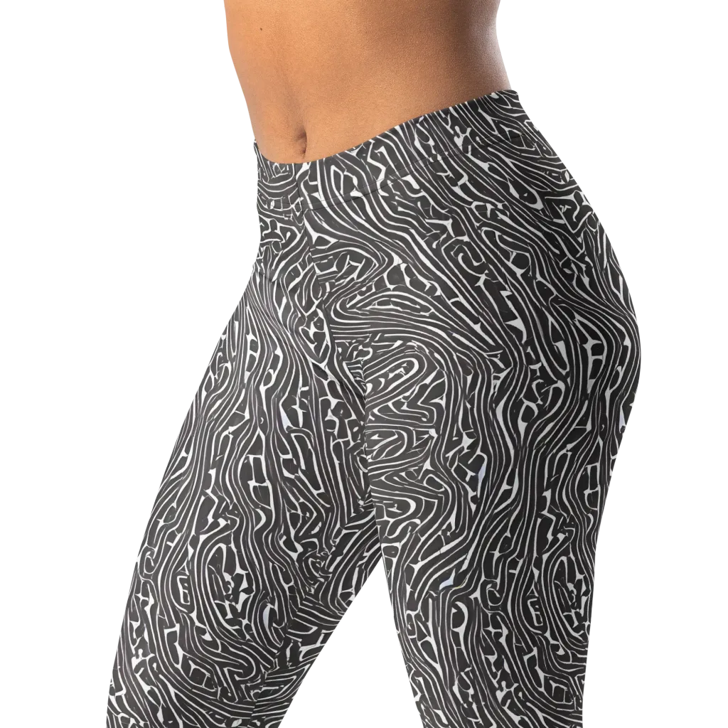 Monochrome Labyrinth on Leggings — Left Front