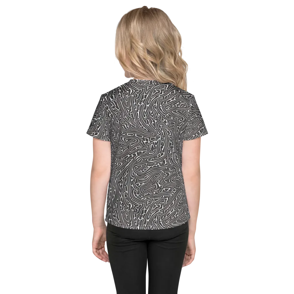 Monochrome Labyrinth on Kids Crew Neck T-Shirt — Back