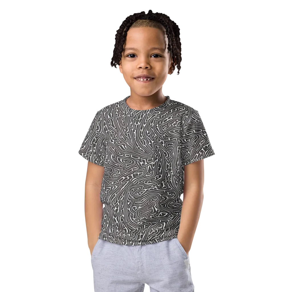 Monochrome Labyrinth on Kids Crew Neck T-Shirt — Front