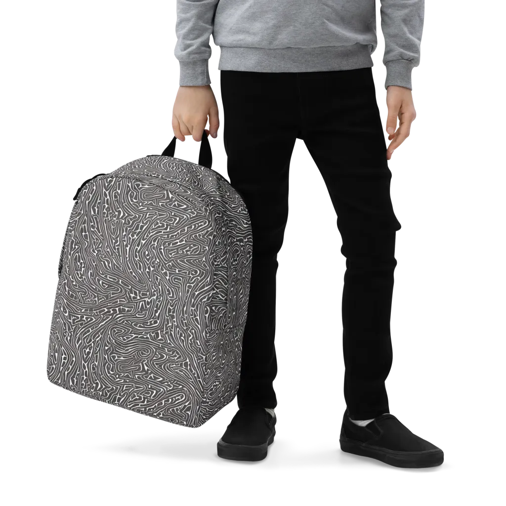 Monochrome Labyrinth on Minimalist Backpack — Zoomed-in