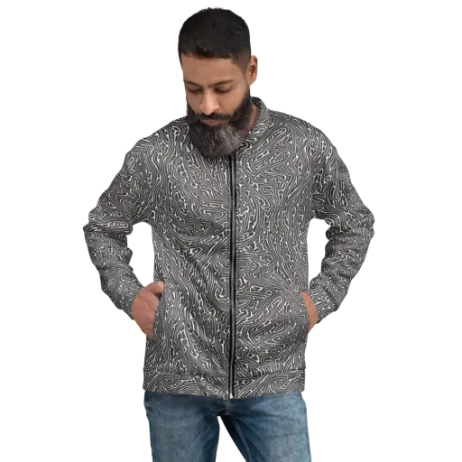 Monochrome Labyrinth on a Bomber Jacket